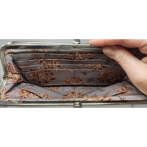 Hobo International Lauren Double Frame Clutch Bifold Wallet Leather Forest Green - Picture 8 of 16